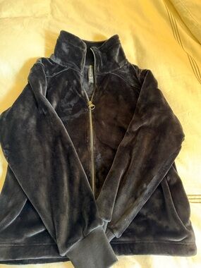 Athleta Black Plush Full-Zip Teddy Jacket